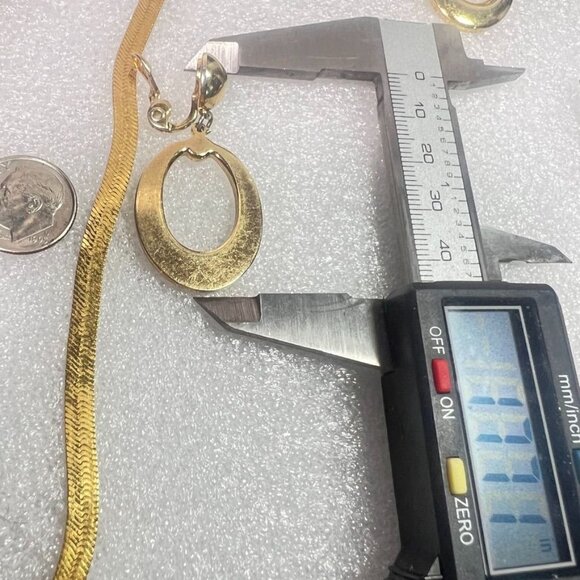 Monet Gold-Tone 18" Herringbone Necklace & Oval Polished Clip-On Earrings Set - Picture 10 of 10